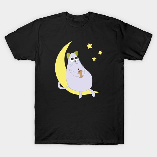 Cute Cat Looks At Stars T-Shirt by IbaraArt